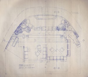 Orignal blueprint plan of the Officer's Lounge of the Enterprise, for ST:TMP.