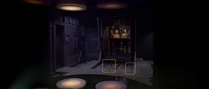 Sonobuoy case used as transporter room set detailing in 