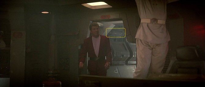 Sonobuoy case used in wall machinery panels in Klingon bird-of-prey hallway in 