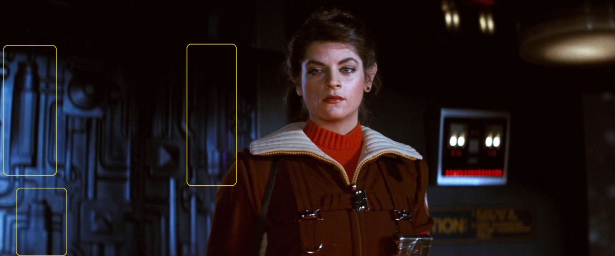 Sonobuoy cases used as wall panel detailing for the Regula One transporter room set in "Star Trek II: The Wrath of Khan".