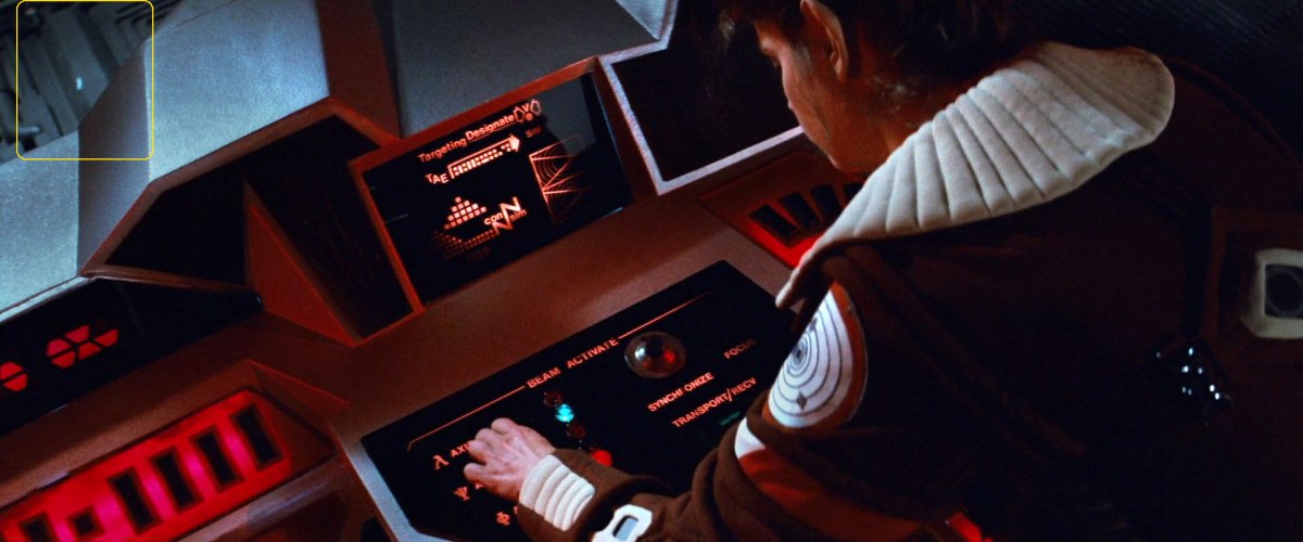 Sonobuoy cases used as floor panel detailing for the Regula One transporter room set in "Star Trek II: The Wrath of Khan".