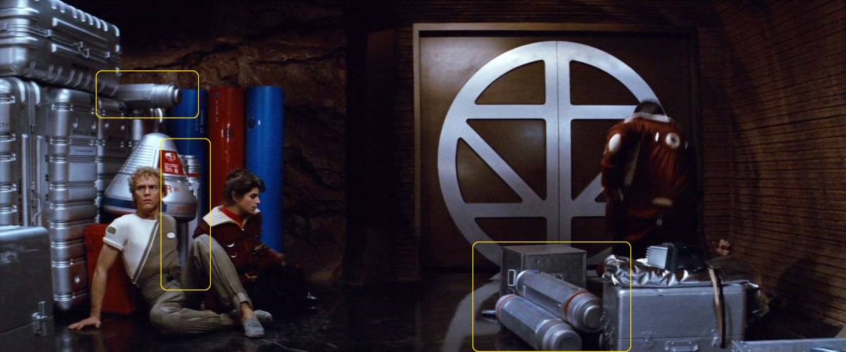 Sonobuoy cases used as equipment containers on the Regula One Genesis Test site in "Star Trek II: The Wrath of Khan".