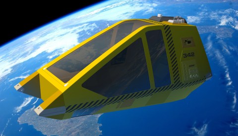 Test image composed in Photoshop of the work-in-progress 3D model fo the workbee from Star Trek: The Motion Picture.