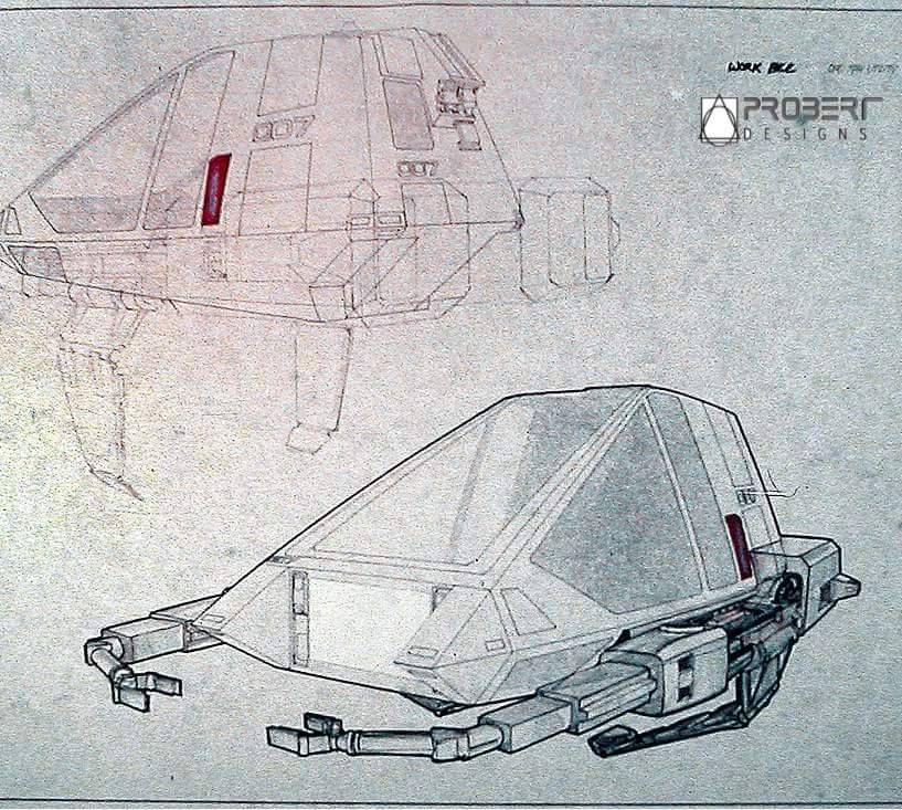 Workbee grappler-arm/work sled perceptive sketches, by Andrew Probert.
