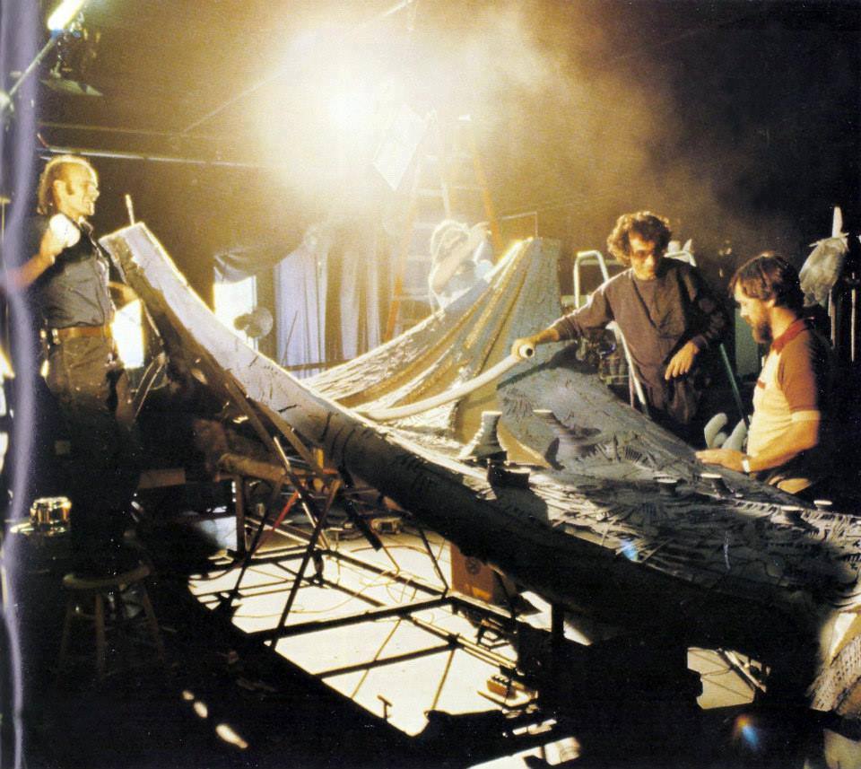 Apogee production team members working on the power vanes and whiplash bolt launcher section of the V'ger filming miniature. (Image: Courtesy Bob Kohl)