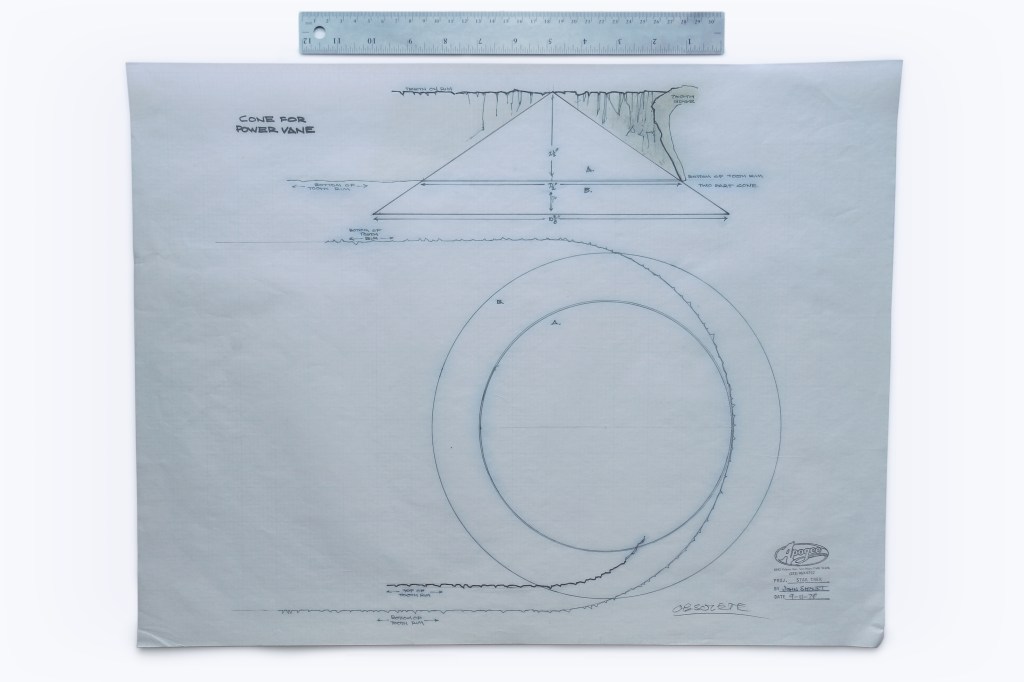 17" x 22" production drawing of V'ger filming miniature power cone by John Shourt of Apogee Inc. for Star Trek: The Motion Picture, dated 09/11/1979 .