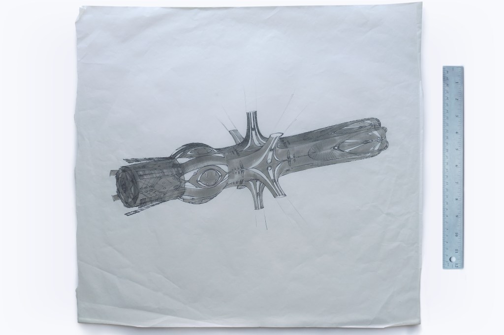 19" x 20.5" production sketch of V'ger filming miniature by Apogee Inc. for Star Trek: The Motion Picture.