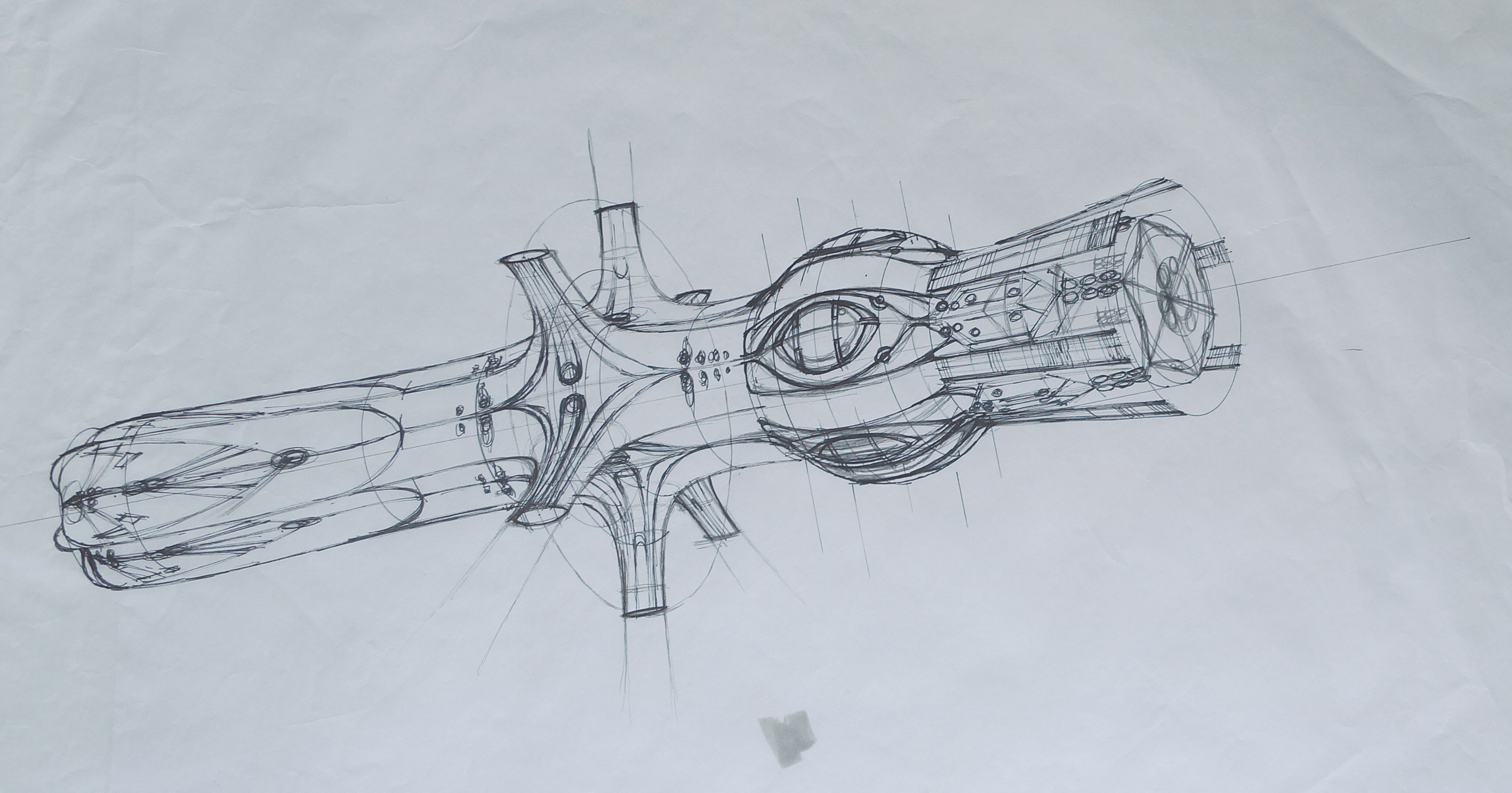 Inverted detail of a production sketch of V'ger used on page 7 of Eaglemoss Hero Collection’s book on V'ger. (Image: Third Wave)