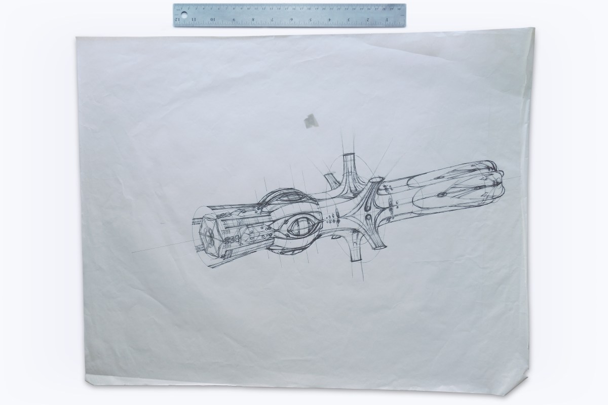 19" x 24" production sketch of V'ger filming miniature by Apogee Inc. for Star Trek: The Motion Picture. (Image: Third Wave Design)